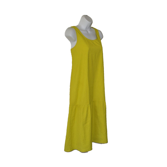 A7 Auth EILEEN FISHER Sunbeam Organic Cotton Ripple Tiered Calf Dress Sz PP $188 - Picture 2 of 5